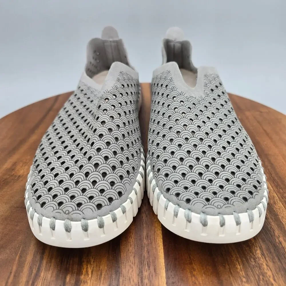 Ilse Jacobsen Shoes Womens 11.5 42 Gray Tulip Perforated Slip On Comfort Flats